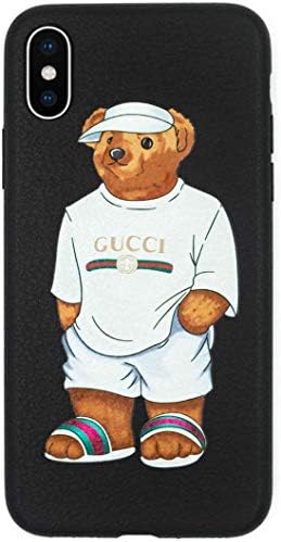 NCANGU for iPhone Case, Stylish Bear Custom Fashion Protective Flexible Case/Cover/Skin Luxury TPU Leather Designer,Street Fashion Symbolize. (White, iPhone 11 Pro Max-6.5")