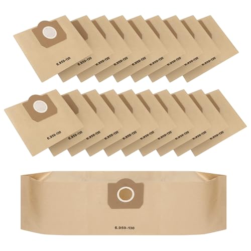 20 Pieces of Vacuum Cleaner Bags for Kärcher 6.959-130.0 Bags, WD3 Vacuum Cleaner Bag, Paper Filter Bags for WD3 1629 MV3 A2201/2204/2504/2554/2251/2604, Reusable Dust Bag