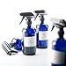 16oz Empty Cobalt Blue Glass Spray Bottles w/Labels and Caps- Mist & Stream Sprayer - Boston Round Heavy Duty Bottle - For Essential Oils, Cleaning, Kitchen, Hair, Perfumes (4 Pack)