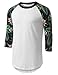 URBANCREWS Mens Hipster Hip Hop Hawaiian Floral Raglan Baseball Shirt White, 2XL