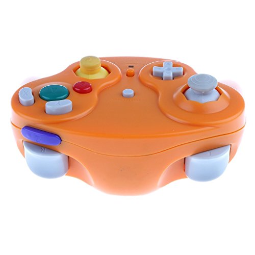 Poulep 2 Packs Classic 2.4G Wireless Controllers Gamepad with Receiver Adapter for Nintendo Wii U Gamecube NGC GC (Black and Orange)
