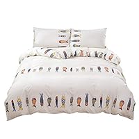 SAIWER Kids Duvet Cover Sets, Children Teens Boys 100% Cotton Bedding Sets, 1 Duvet Cover 2 Pillowcases, Fish Cartoon Pattern - Twin