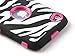 ULAK Zebra Design Combo Rose Pink Hard PC and Soft Silicon Case Cover Skin Gel for Apple iPod Touch Generation 4 with Screen Protector and Stylus