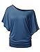 TWINTH Dolman Drape Tunic Plus Size Side Shirring Loose Fit Short Sleeve Top T-Shirts