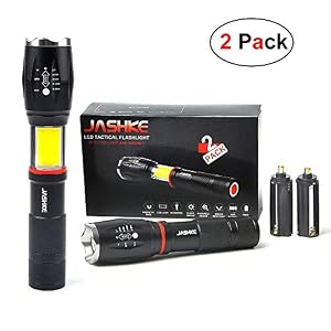 Image of 2 Pack Led Torch with Magnetic Base - 6 Modes,1000 Lumens Super Bright,Zoomable,IPX6 Waterproof Handheld Tactical Flashlight Torches with Hidden COB Lighting for Car repair lighting flashlig,Emergency