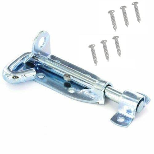 TERF® Padlock Bolt Zinc 150mm (6 inch) Pad Bolt Silver for Use with Gates Sheds Garage Doors Lock and Out House Doors Zinc - 150mm