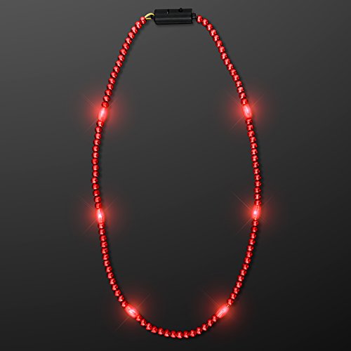 Red Light Up LED Mardi Gras Bead Necklace