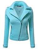 Doublju Womens Casual Slim Fit Zip-Up Rider Moto Jacket