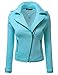 Doublju Womens Casual Slim Fit Zip-Up Rider Moto Jacket