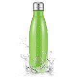 Terra Hiker Insulation Water Bottle, Double Walled Vacuum Stainless Steel Water Bottle, Condensation Free, BPA Free, for Sports & Outdoors, 18 oz/500 ml (Green)