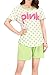 VENTELAN Women's Short Sleeve Sleepwear Pink Printed Polka Dot Green Pajama Sets
