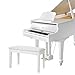 SONGMICS Wooden Duet Piano Bench with Padded Cushion and Music Storage White ULPB75WT