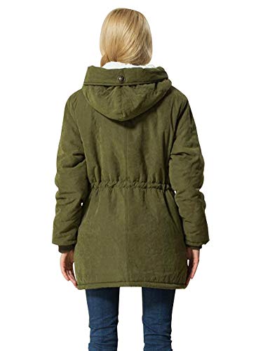 Eleter Women's Winter Warm Coat Hoodie Parkas Overcoat Fleece Outwear Jacket with Drawstring (3XL,Army Green)
