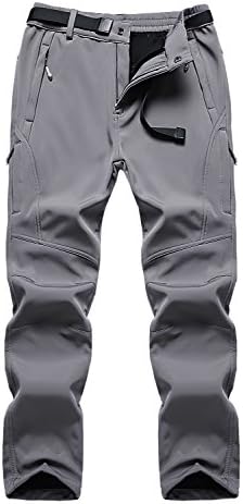 FunnySun Men's Snow Pants Outdoor Water Repellent Windproof Fleece Hiking Ski Cargo Pants