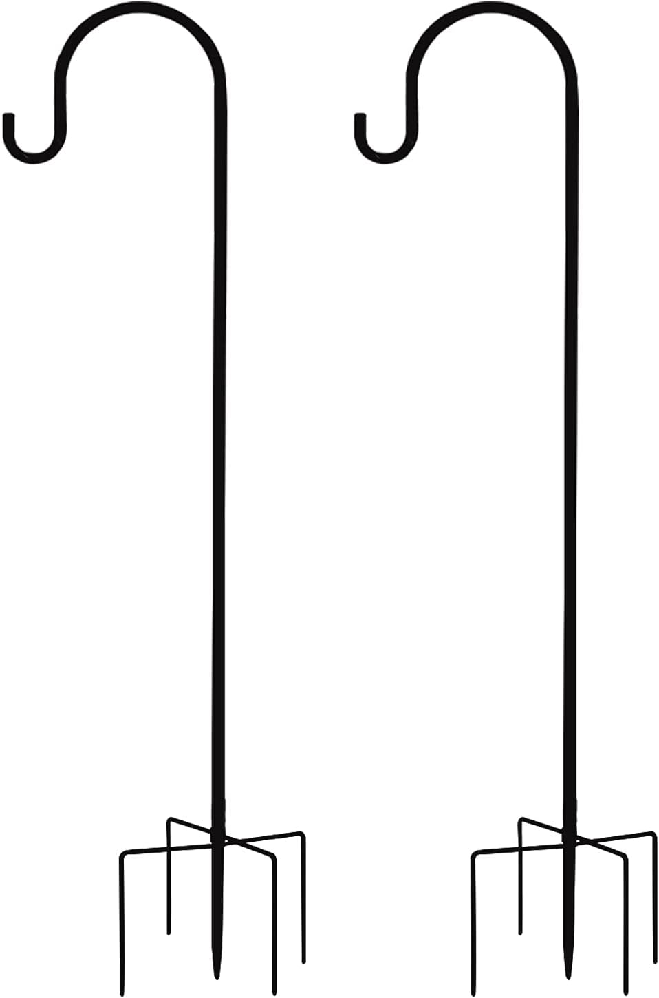 Outdoor Shepherd's Hooks - ZEPELOFFY 48 Inch Outdoor Shepherds Hooks 2 Pack, 5 Prongs Base Shepards Hook for Hanging Plant Stand, Bird Feeder, Lanterns, Wind Chime