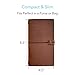 Refillable Leather Travelers Notebook - Standard Size Travel Journal with Lined Insert, 8.5 x 4.5 Inches, Brown