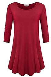 JollieLovin Womens 3/4 Sleeve Loose Fit Swing Tunic