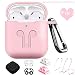 AirPods Accessories,ZROSIN 9 in 1 Airpods Case Kits Protective Silicone Cover and Skin Compatible for Apple Earpods with Airpods Watch Band Holder/Ear Hook/Anti-Lost Stap/Clip/Keychain/Grip (Pink) primary