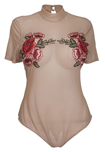 eVogues Women's Sexy Sheer Mesh Bodysuit Nude Floral Print 1772 - 3X