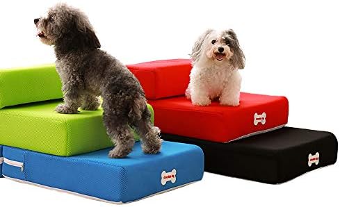 YiPet 2 Step Sponge Mesh Folded Pet Stairs for Small Dogs Puppy and Cats| Easy Ramp for High Bed or Sofa for Small Pets
