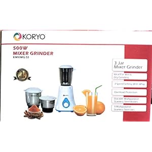 Koryo Plastic 500W Mixer Grinder KMXMG53 (Small; White)
