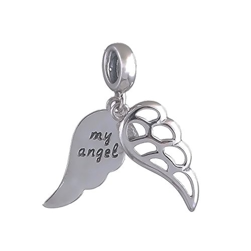 The Kiss My Angel Wings Dangle 925 Sterling Silver Bead Fits European Charm Bracelet