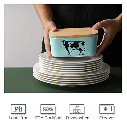 image for DOWAN Porcelain Butter Dish with Lid, Airtight Butter Container (Large