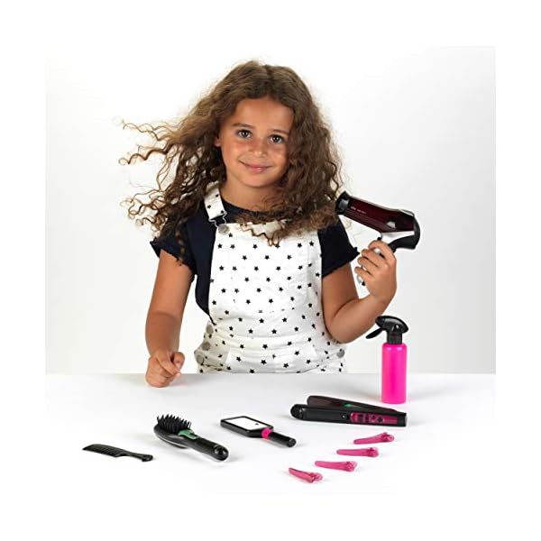 Theo Klein 5885 Klein 5873 Braun Satin Hair 7 Mega Set I Mit Haarglätter, Bürste und vielem mehr I Batteriebetriebener Fön I Verpackungsmaße: 49,5 cm x 8 cm x 26 cm I Spielzeug für Kinder ab 3 Jahren – Bild 3
