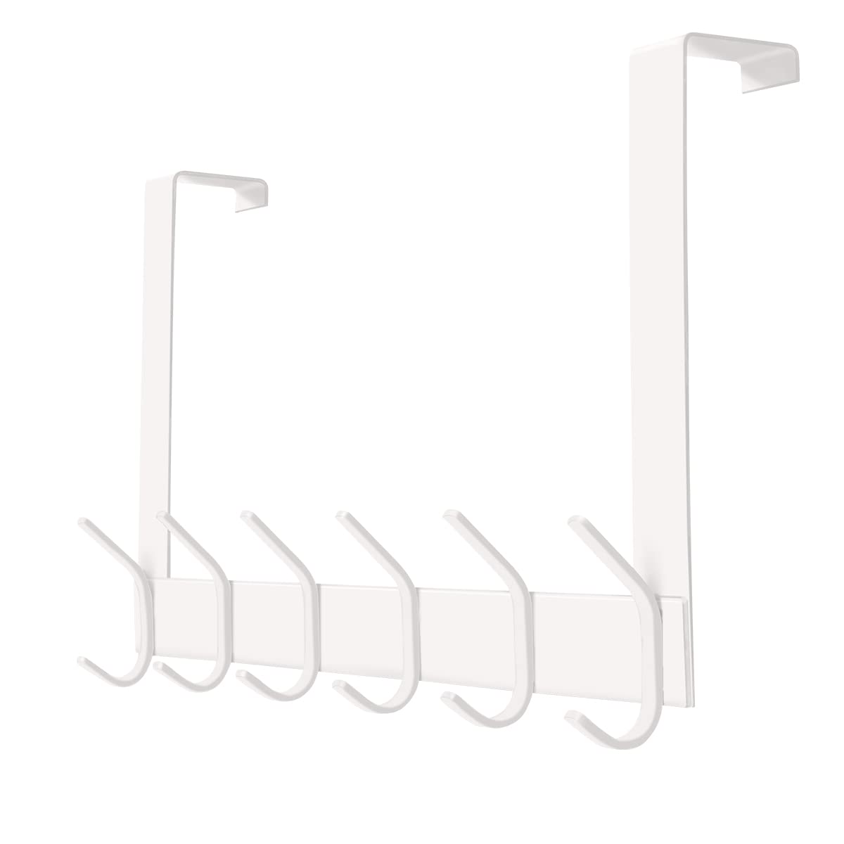 YUMORE Over Door Hooks White,Stainless Steel Over The Door Hook Hanger with 12 Hooks Coat Hanging Rack BehindDoor for Clothes Towels Robes Bedroom Bathroom, Space Saving