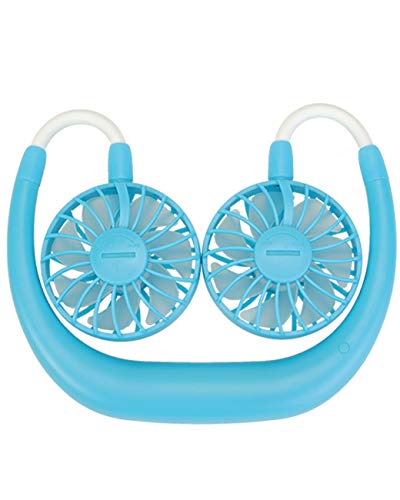Air Conditioner AYANGDEDIAN Cooling Fan Hanging Neck Fan Charging Lazy Fan Wear Sports Fan Double Head Aromatherapy Mini Fan (Color : Blue)
