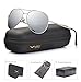 LUENX Aviator Sunglasses Men Women Mirror Polarized UV400 Metal Frame 60MM (Silver -5, 60)