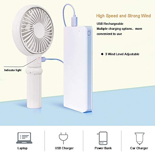Mini Handheld Fan,XINBAOHONG Personal Portable Desktop Stroller Fan with USB Rechargeable Battery Operated Cooling Folding Electric Fan for Office Room Outdoor Household Traveling