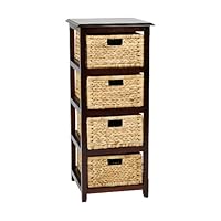 OSP Designs Office Star Seabrook 4-Tier Storage Unit with Natural Baskets, Espresso