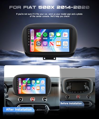 VECHTEL 8 Core 6G+128G Android 15 Car Radio for Fiat 500X 2014-2020, 9 Inch IPS HD Screen Tactile Stereo Car Stereo Car Co Carplay Android Car Wireless DSP GPS Wi-Fi USB Bluetooth 5.0 FM RDS Rear View Camera