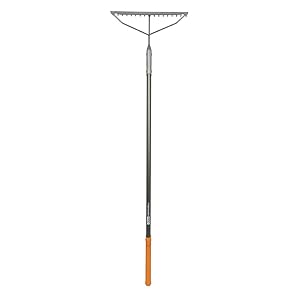 Fiskars 397940-1001 PRO Rake, Garden, 60 Inch, Silver