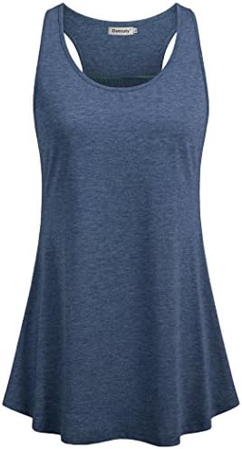 Ouncuty Gym Tank Top for Lady,Dark Blue Tanks Round Neck Sleeveless Tank Shirts Racerback Tunic Tops Trendy Pleated Tunics Tanks Beauty Loose Fitted Shirts(Medium US8-10)