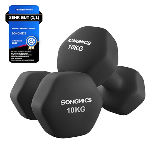 SONGMICS Hanteln, 2er Set, 2 x 10 kg, Hexagon, Neopren-Beschichtung