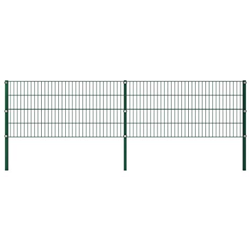 FAMIROSA Zaunfeld mit Pfosten Eisen 3,4 x 0,8 m Grün