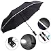 Yitote Automatic Open and Close Umbrella One Handed Operation Lightweight 8 Ribs Golf Umbrella with Light Reflective & Torchlight Handle Unbreakable Compact Travel Umbrella Windproof Umbrella