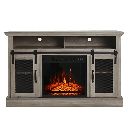 HOSEOKA Fireplace TV Stand with Sliding Barn Door Media Entertainment