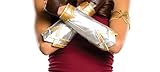 Miracle(Tm) Wonder Woman 2017 Costume Gloves - Brown Leather Gloves (M, Gauntlets (Grey & Gold))