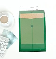 JAM PAPER Plastic Envelopes with Button & String