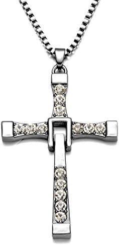 Fsmiling Crystal Cross Pendant Chain Necklace for Necklace for Men Boys