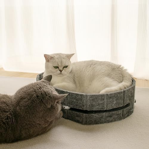Cama de arranhão para gatos, 44 x 34 x 10 cm. Base para arranhar em cartão, material durável, resistente, proporciona conforto e diversão ao seu felino (cinzento)