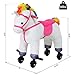 Qaba Walking Unicorn Horse Toy with Wheels and Sound for Kids, Plush Ride-On Battery Operated, White