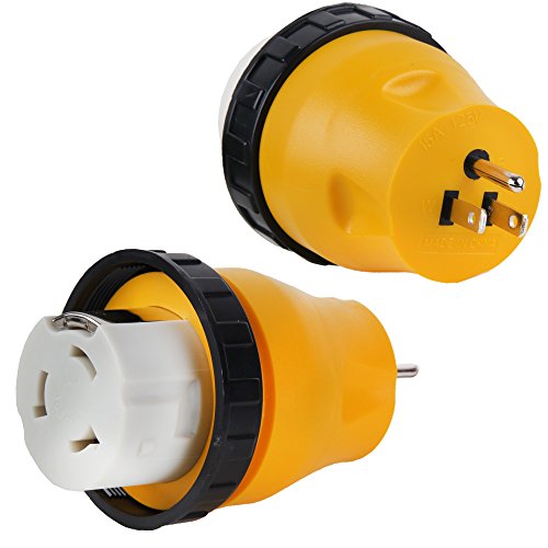 Proline Power 15A to 50A Female to Male Twist Lock RV Adapter Cord, Generator Trailer Camper Adapter Cable With 125V AC Plug. (HB50F/15M)