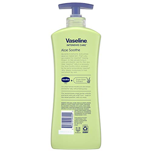 VASELINE SOOTHING HYDRATION BODY LOTION SOOTHING HYDRATION FOR DRY SKIN WITH ULTRA-HYDRATING LIPIDS + 1% ALOE VERA EXTRACT TO REFRESH DEHYDRATED SKIN 20.3 FL OZ