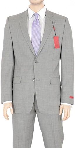 Alfani RED 40L 34x32 Slim Fit Light Gray Stepweave Wool Suit