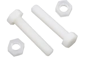 Piutouyar 20 Pair M5x25mm White Nylon Hex Bolts Plastic Hex Nuts Full Thread Hex Head Screws and Nuts Set