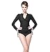 Women's UV Sun Protection UPF 50+ Long Sleeve Rash Guard Wetsuit Swimsuit Top (901 M, Black)